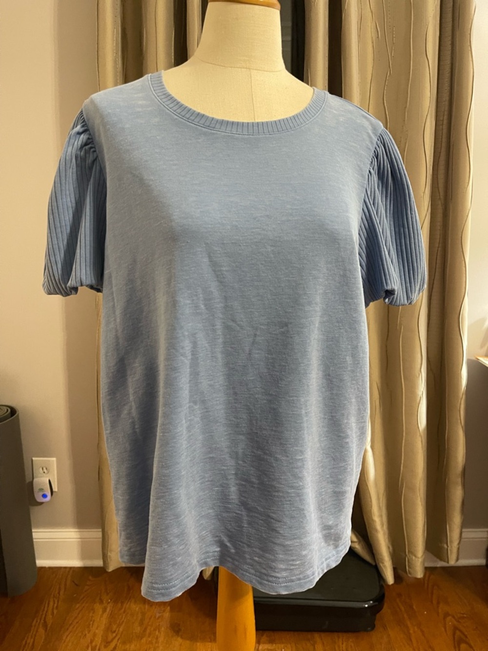Jane and Delancey Light Blue Puff Sleeve Tee